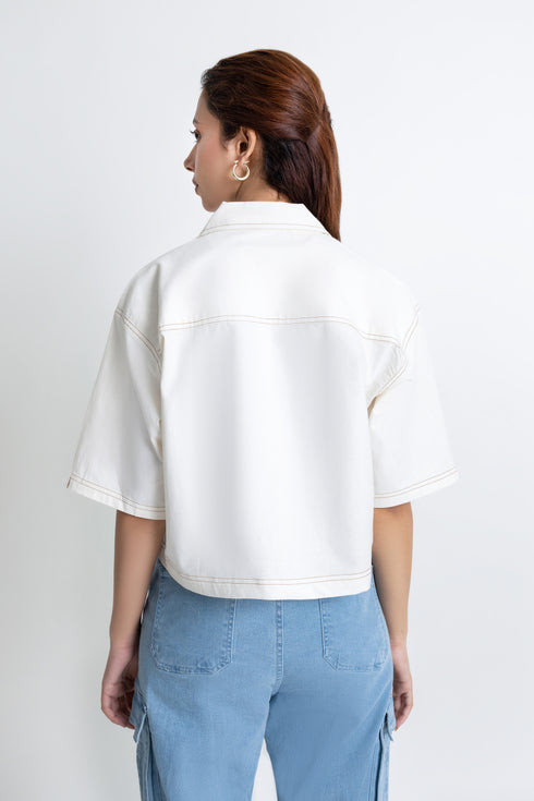 The White Boxy Crop Top